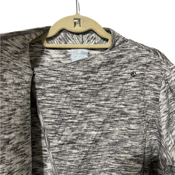 Anthropologie Sunday Quilted Knit Asymmetrical Black White Sweater Blazer L Boho - Picture 6 of 9